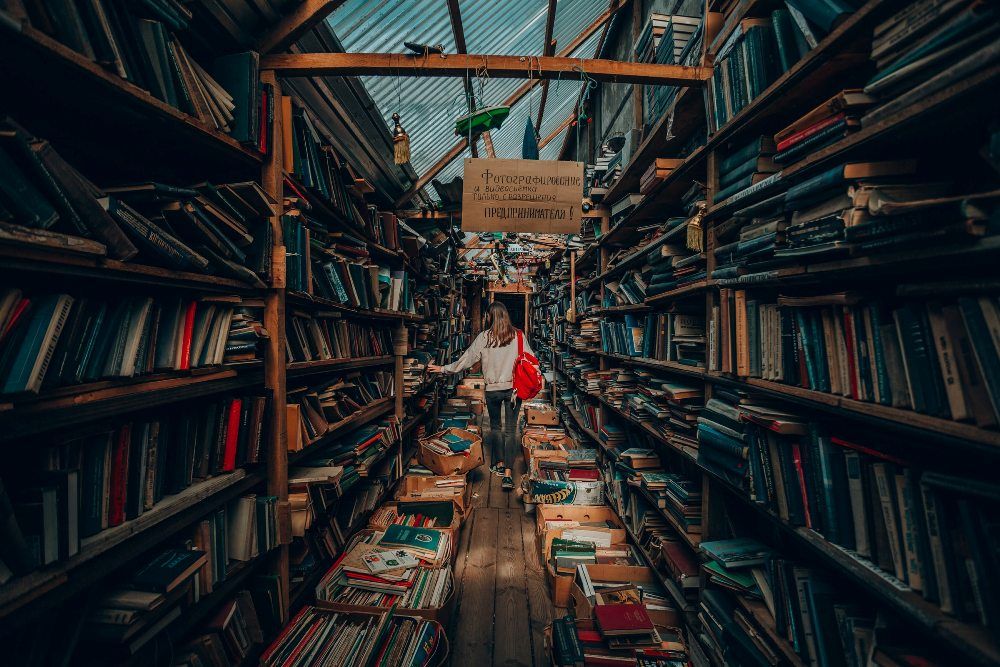 Dekle v knjižnici | Foto: Andrew Petrischev (Unsplash)